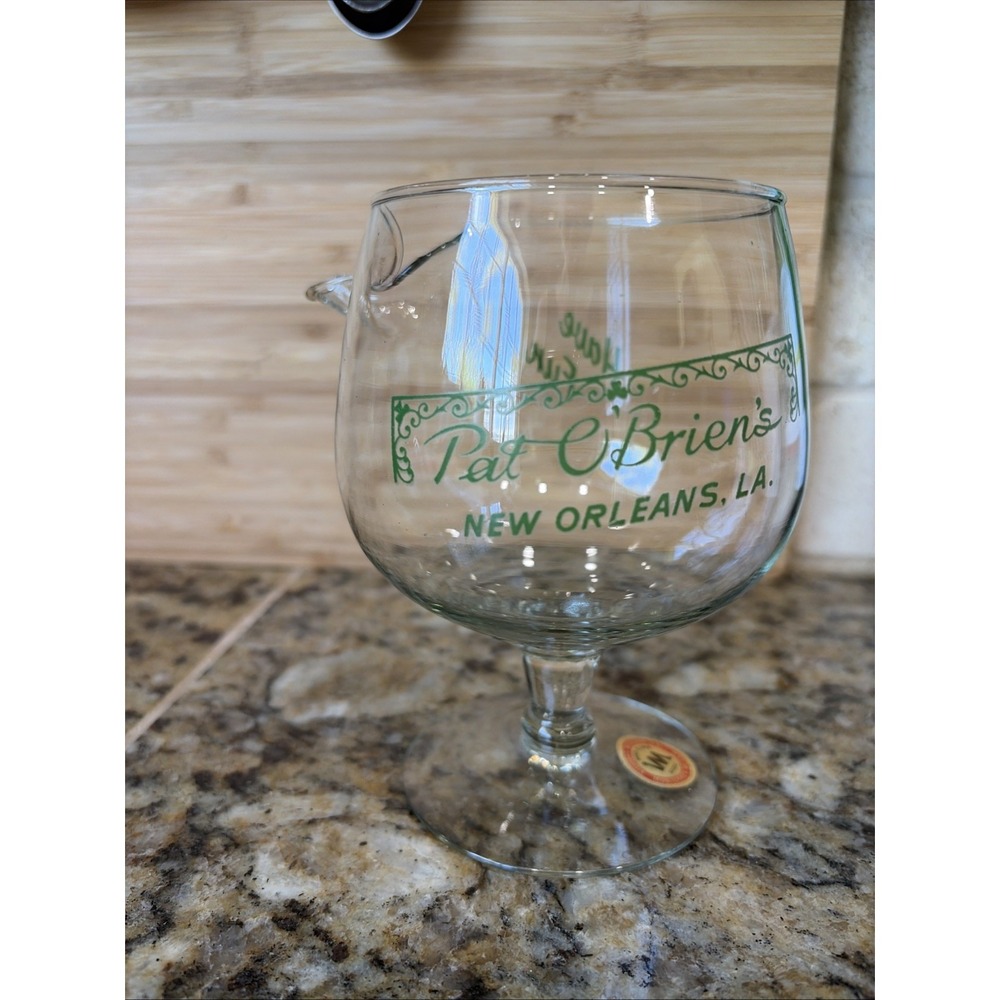 Vintage Pat O'Briens New Orleans NOLA Mardi Gras Hurricane Drinking Glass Spout